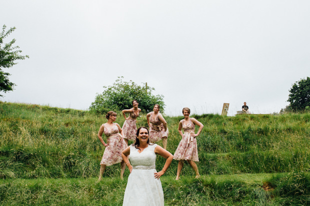 bride and bridesmaids laughing at the keeper and the dell