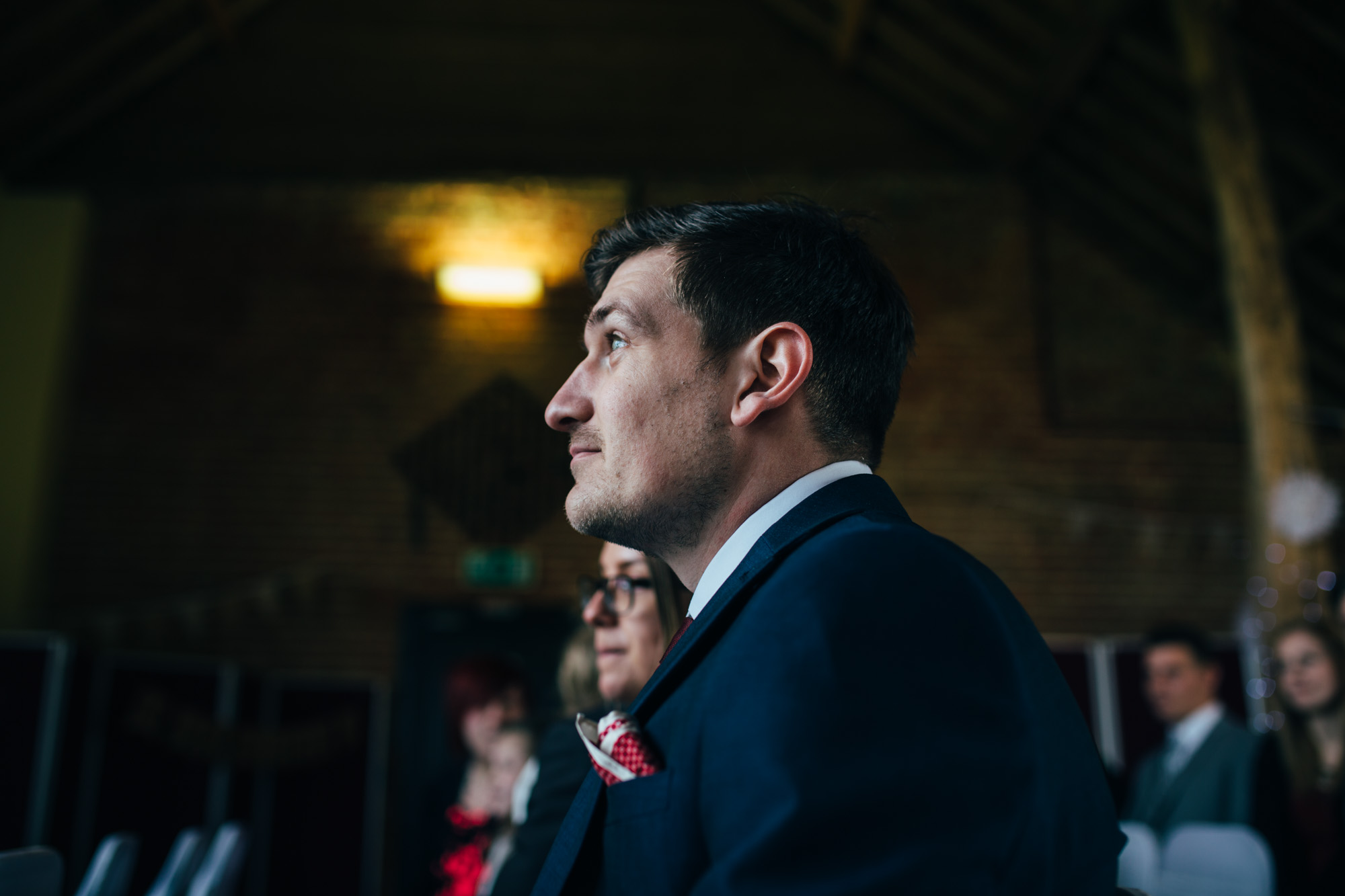 Wedding Guest during ceremony at Wood Farm Barn