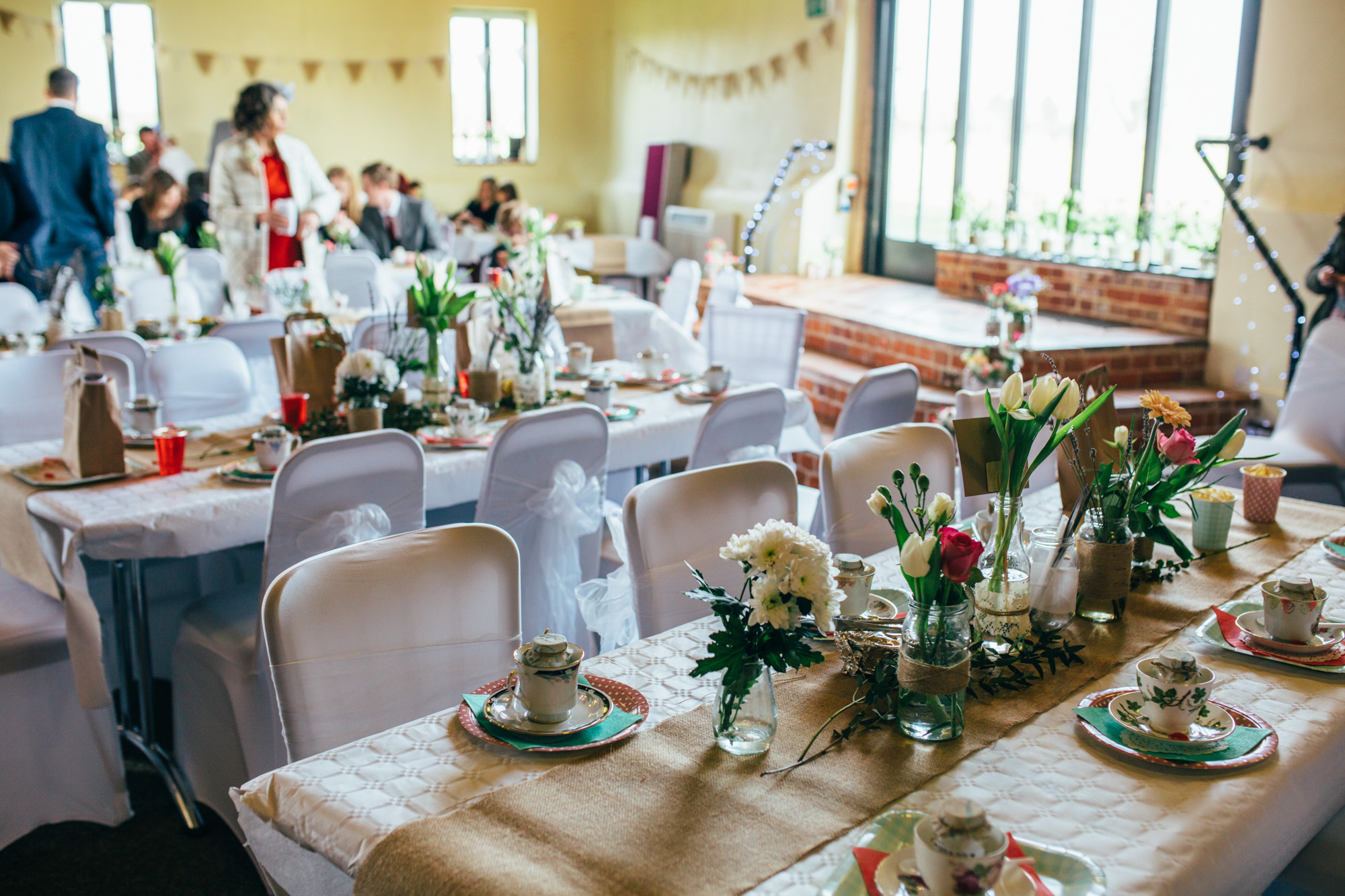 DIY Wedding Reception decor at Wood Farm Barn in Suffolk