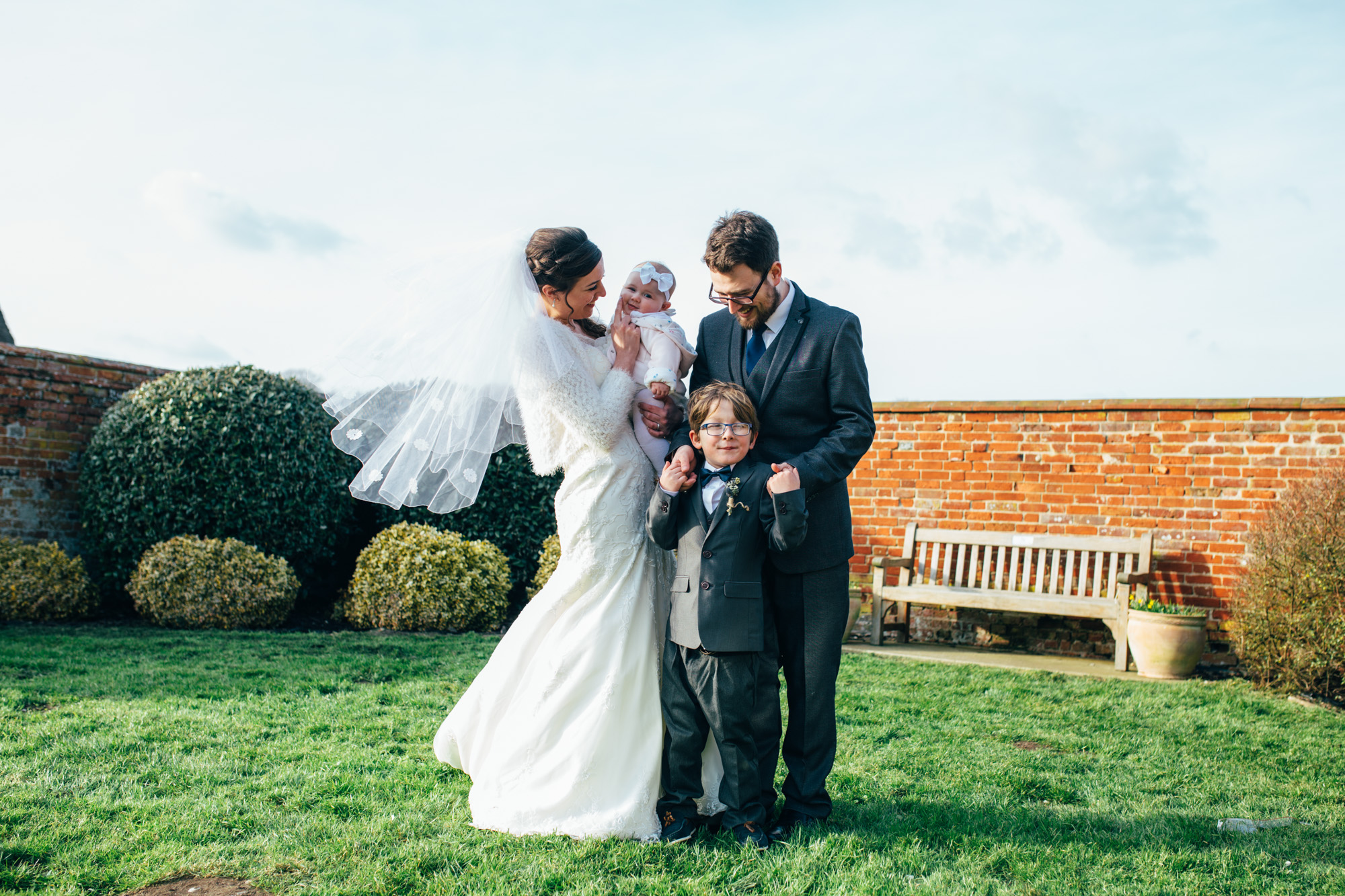 Wedding Photography of new family at Wood Farm Barn in Suffolk