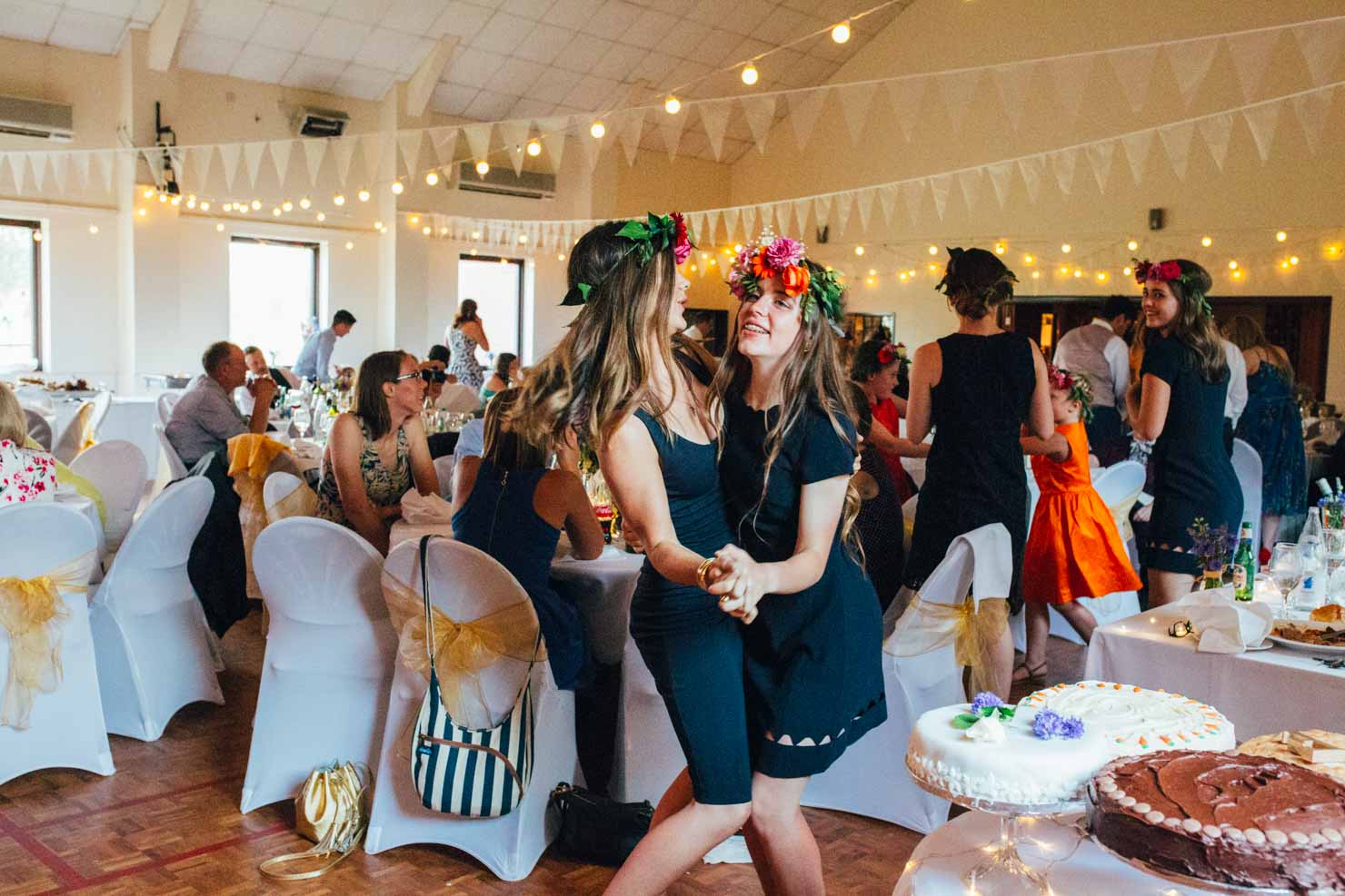 bridesmaids dancing at ipswich wedding reception