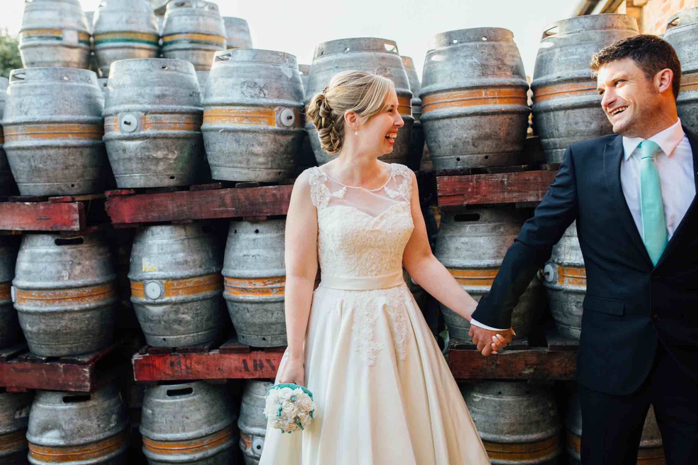 Wedding Photography of newlyweds at St Peters Brewery Hall
