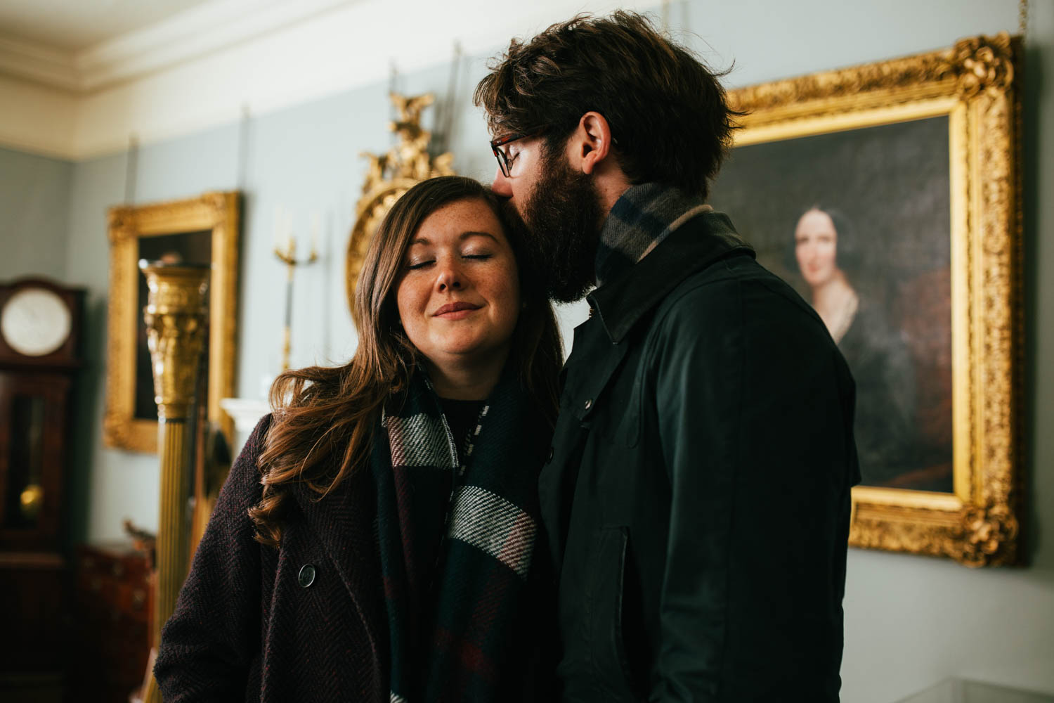 indoor couples engagement shoot at christchurch mansion in ipswich