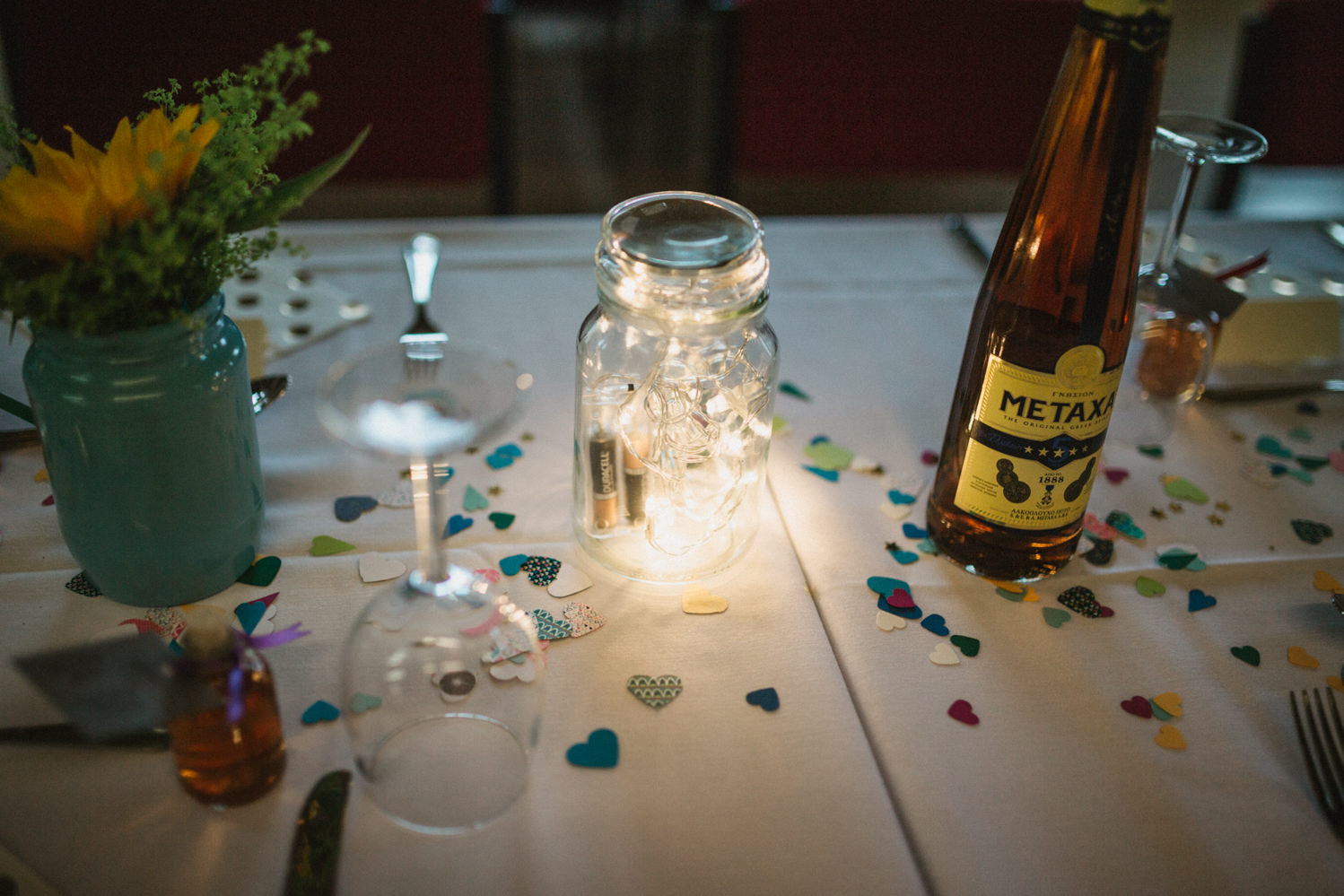Norfolk suffolk relaxed barn wedding reception colourful DIY decorations
