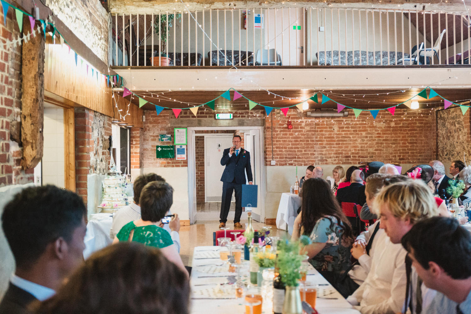 Norfolk suffolk tithe barn colourful wedding reception speeches