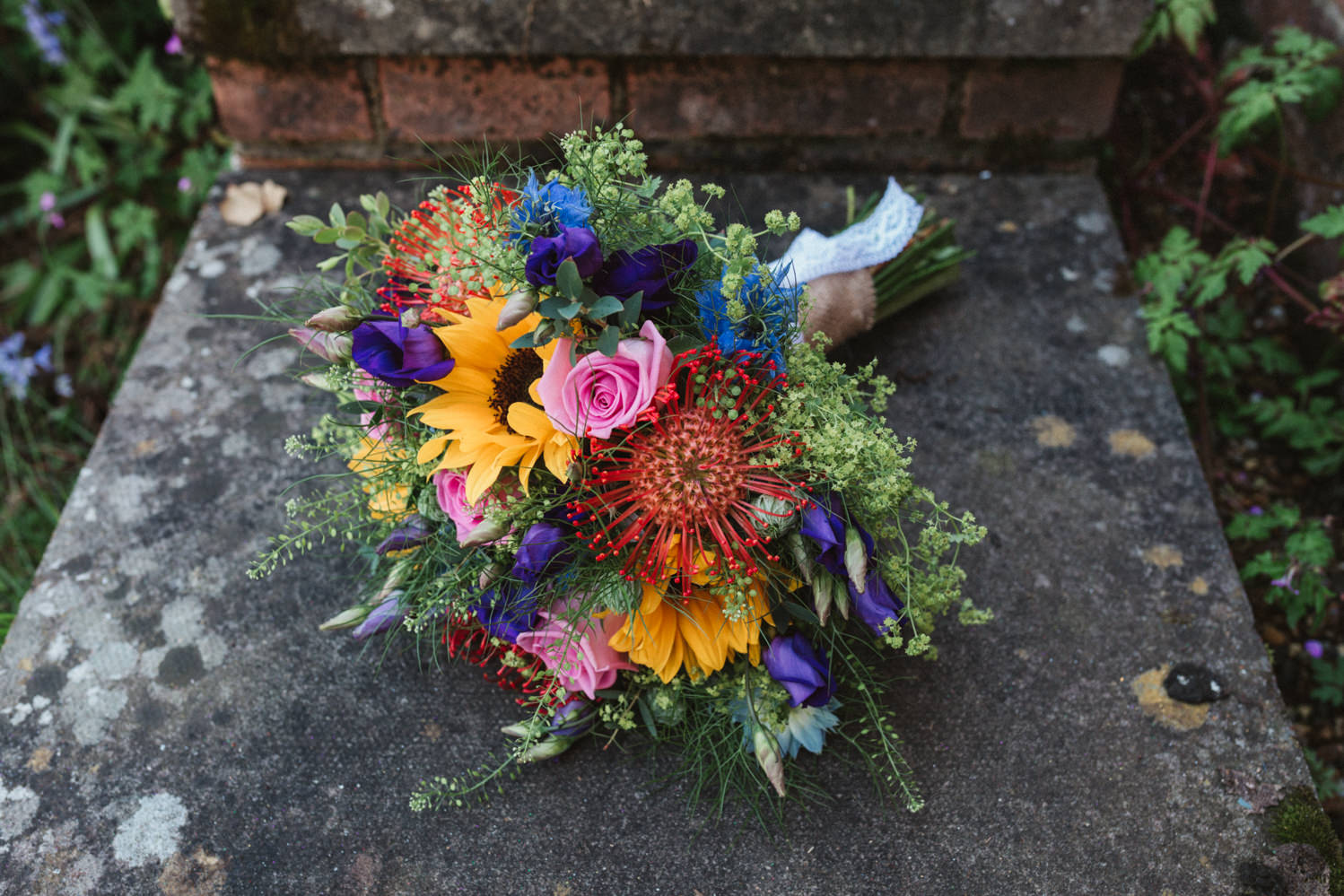 Relaxed country wild norfolk flower wedding bouquet 