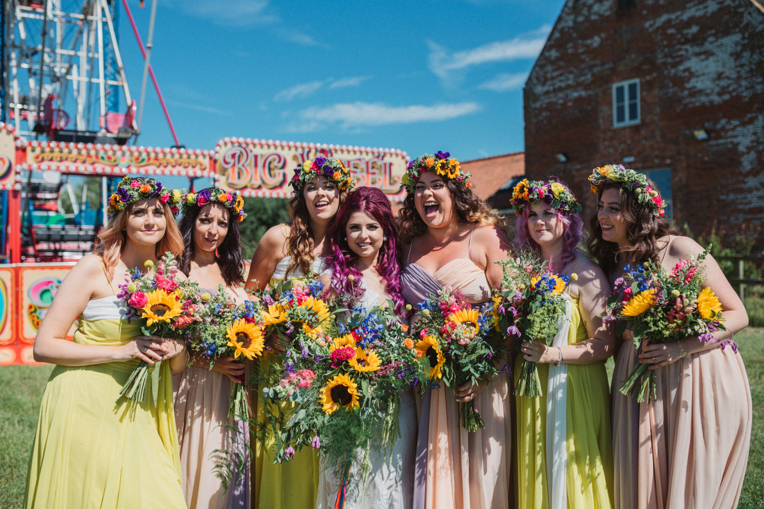 godwick barn wedding photography helen anderson and her bridesmaids