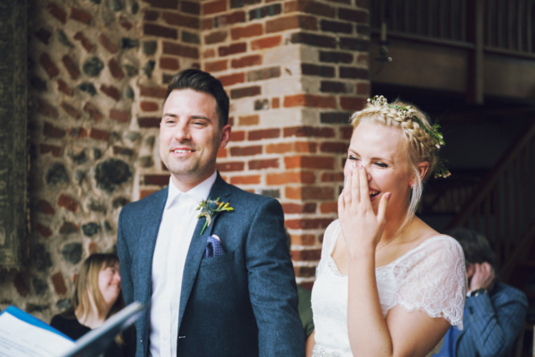 wood farm barn wedding vows laughing photography in suffolk benacre