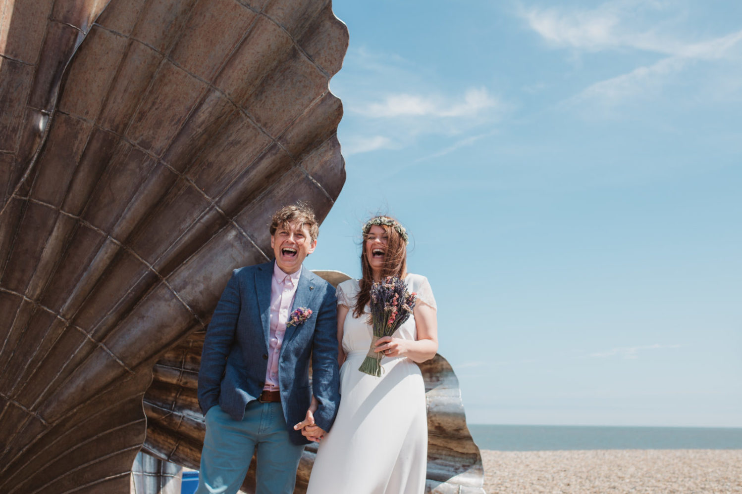beach wedding couple in thorniness